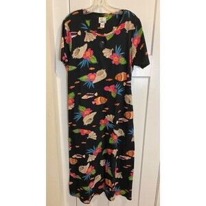 Daffodil/Loungees Nightgown~House Dress~Kaftan~Fish/Hawaiian Flowers/Shells Sz M
